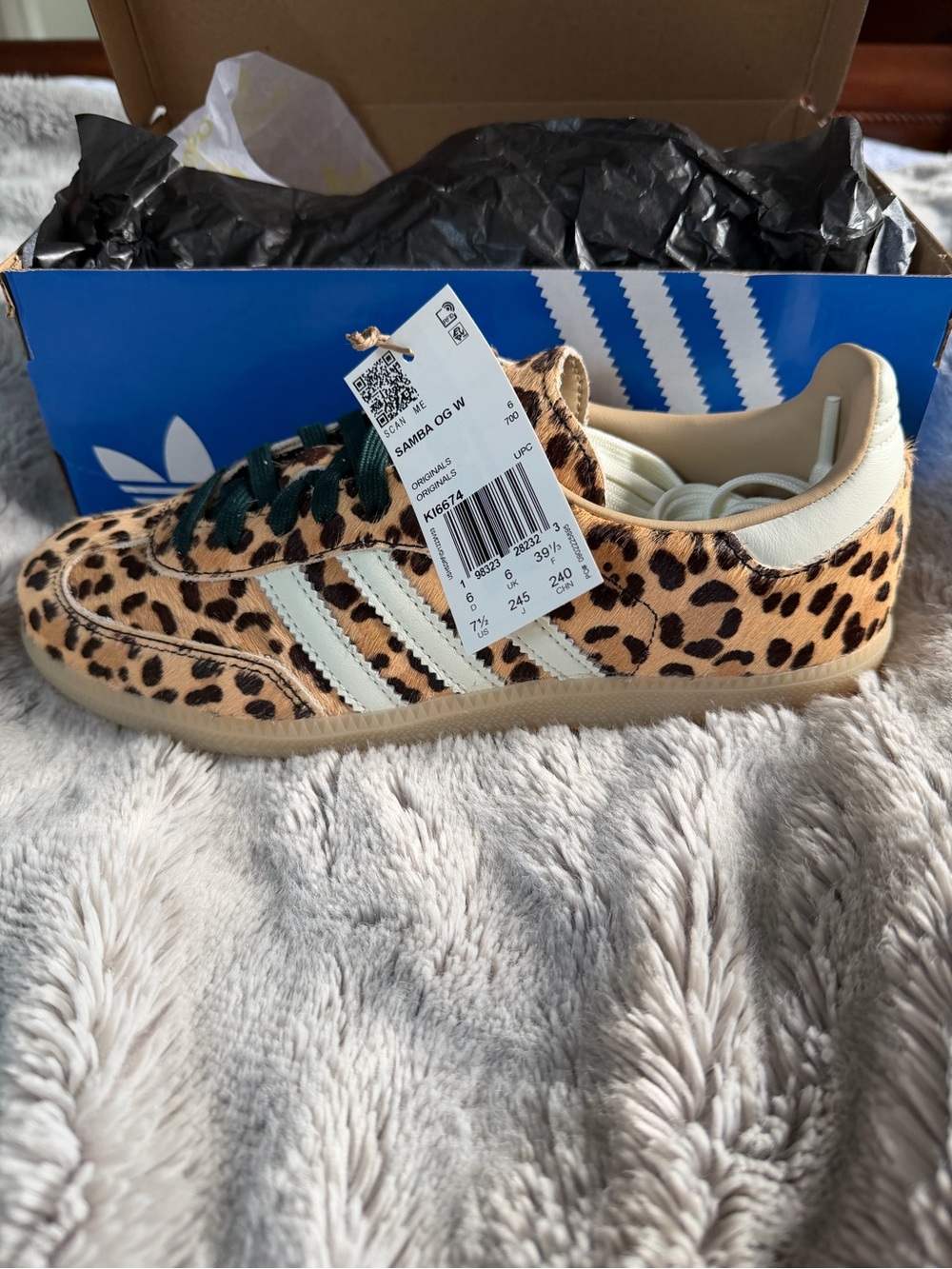 adidas Samba OG W Leopard Print Sneakers - Beige/Black/Cream women 7.5 nwt